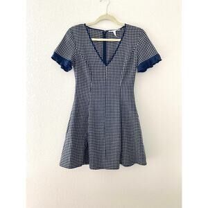 BCBG Generation Navy Gingham Fit & Flare Dress Women’s Size 0